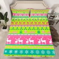thumbnail image 2 of jejeloiu Cartoon Xmas Reindeer Bed Sheets,Colorful Cute Christmas Stocking King Sheets,Kawaii Santa Claus Sheet Set For Girls Teens,Ultra Soft Home Decor,4 Pieces, 2 of 7