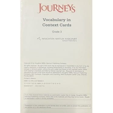Journeys Vocabulary In Context Cards Grade 3 9780547866680 0547866682 - New