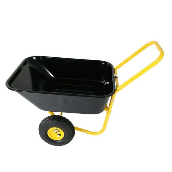 Jopath Two-wheeled barrow, garden cart, 10-inch pneumatic wheels(Yellow   Black)