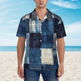 thumbnail image 4 of Lsque Indigo Patchwork Quilt pattern Hawaiian Shirt for Men, Unisex Summer Beach Casual Short Sleeve Button Down Shirts-Small, 4 of 9