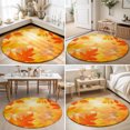 thumbnail image 4 of Round Rugs 5Ft, Orange Yellow Fall Round Area Rug Washable Indoor Throw Carpet, Thanksgiving Maple Leaves Soft Non Slip Circle Rug for Cabinet Bathroom Home Decor Aesthetic, 4 of 8