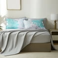 thumbnail image 5 of Flymme Full Size Comforter Sets 7 Piece Bed in a Bag Teal Floral Printed on Gray Comforter Set with Sheets Botanical Complete Bedding Set for All Season, 5 of 8