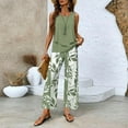 thumbnail image 2 of APEXFWDT Womens Boho Palazzo Set Double-Layer Square Neck Top and Flowy Wide-Leg Pants Chic Summer Outfits M,Green, 2 of 4