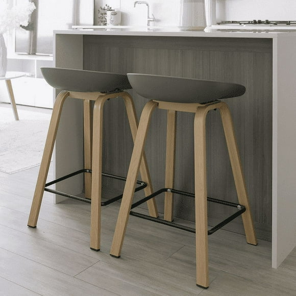 Aykah Willow Bar Stools Set of 2, Counter Height Stool with Plastic Seat and Metal Legs, Easy to Assemble