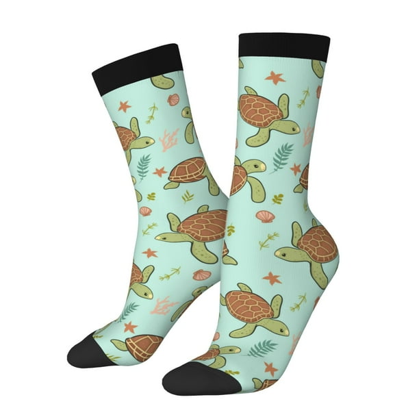 Balery Cute Sea Turtles Calcetas Largas con Estampado para Hombre y Mujer – Suaves y Transpirables, Talla Única (US 5-11)