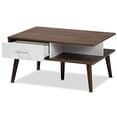 thumbnail image 2 of Baxton Studio Merlin Deux Tons Noyer et Blanc Fini Table Basse à 2 Tiroirs, 2 of 2