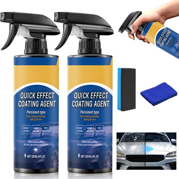 RAGUPEL 2Pcs Advanced Quick Effect Coating Agent for Car,Car Coating Spray Quick-Acting Coating Agent Spray,Car Coating Oil Film Emulsion Glass Cleaner