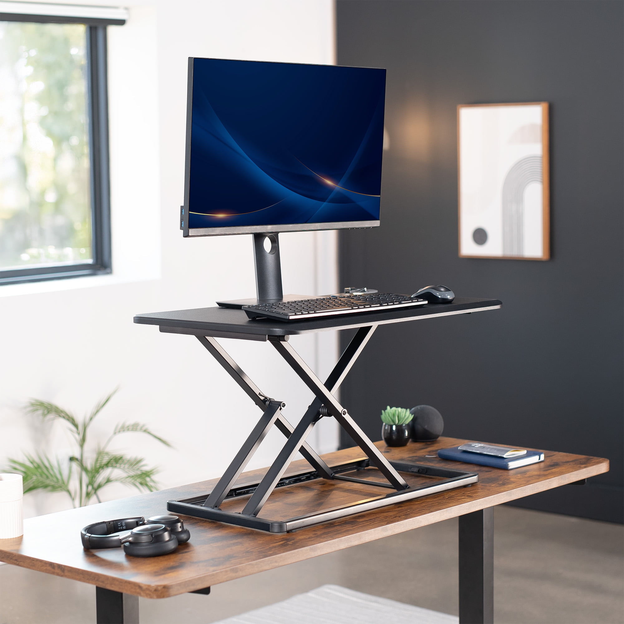 VIVO Economy Height Adjustable 29" Standing Desk Sit Stand Desktop Monitor Riser