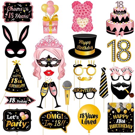 Jiudigo Fully Assembled Birthday Photo Booth Props Thick Handy Portable ...