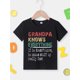 thumbnail image 2 of Grandpa Knows Everything Letter Print Creative T-Shirts, Soft & Elastic Comfy Crew Neck Short Sleeve Tee, Girls' Summer Tops, 2 of 7