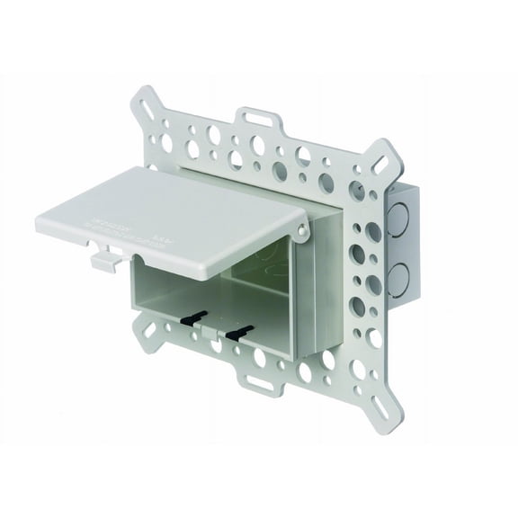 Arlington DBHM1W-1 Low Profile IN BOX Electrical Box with Weatherproof Cover for New Construction Stucco/Textured Surfaces/Rigid Siding, Horizontal, 1-Gang, White