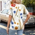 thumbnail image 5 of JSheng Women's Summer Printed Tops 2025 Trendy Women's Summer Casual V-neck Short Sleeved Printed T-shirt Tops Multicolor L, 5 of 5