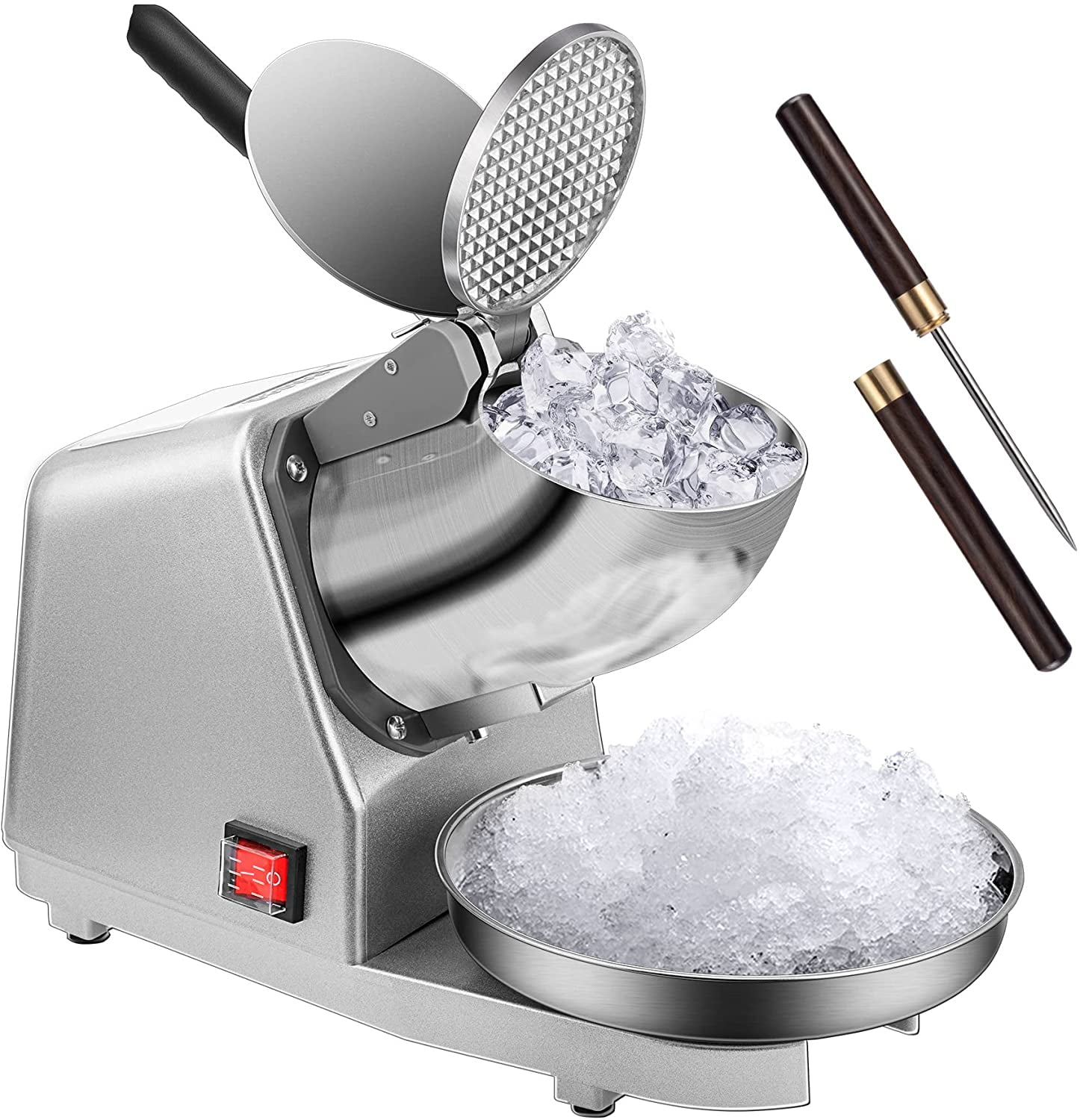 Electric Ice Crusher Shaver Machine Snow Cone Maker Shaved Ice 187 lbs Silver 