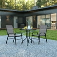 thumbnail image 2 of Flash Furniture Brazos Series 3-Piece Steel Glass Patio Table and Chair Set, Gray, 2 of 11