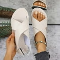 thumbnail image 2 of Hopeusnice Slippers for Women PU Materials Summer Shoes Breathable Non-Slip Women's Slippers Flat Heel Open Toe Sandals Trendy Soft Shoes for Beach Outdoor Shoes Beige 40, 2 of 5