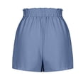 thumbnail image 6 of Linen Shorts for Women Summer Casual Elastic Waist Wide Leg Loose Fit Lightweight Beach Shorts with Pockets, 6 of 6