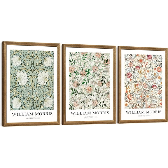 Singg William Morris Canvas Wall Art Set, 3 Piece Vintage Botanical Floral Pattern Pictures Prints Artwork, Paintings Wall Decor for Living Room Bedroom Bathroom Office