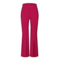 thumbnail image 4 of WREESH Womens Flare Leggings Pants Slim Pants High Waist Elastic Stretch Pants Open Fork Casual Pantspants Hot Pink, 4 of 6