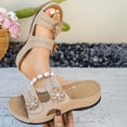 thumbnail image 5 of Hurxie Wedge Sandals for Women Dressy: Comfortable Walking Summer Low Platform Ankle Strap Open Toe Casual Dressy Women Flat Sandal Beige 9.5, 5 of 7