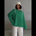thumbnail image 4 of Camisetas de Larga Extragrandes para Mujer, Camisetas Básicas de Cuello Redondo, Tops de Otoño, Ropa Informal de Entrenamiento Y2K. Verde M, 4 of 9