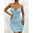 thumbnail image 3 of Summer women's sexy V-neck suspender skirt, hot-selling pleated hip-wrapped backless dress, 3 of 5