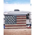 thumbnail image 5 of 4th of July RV Awning Sun Shade Screen 9'X15.3' Patriotic American Flag Mesh Sunscreen Stars Stripes Wood Awning Shade Screen with Zipper UV Blocker Completed Kits for RV Motorhome Camper Trailer, 5 of 7