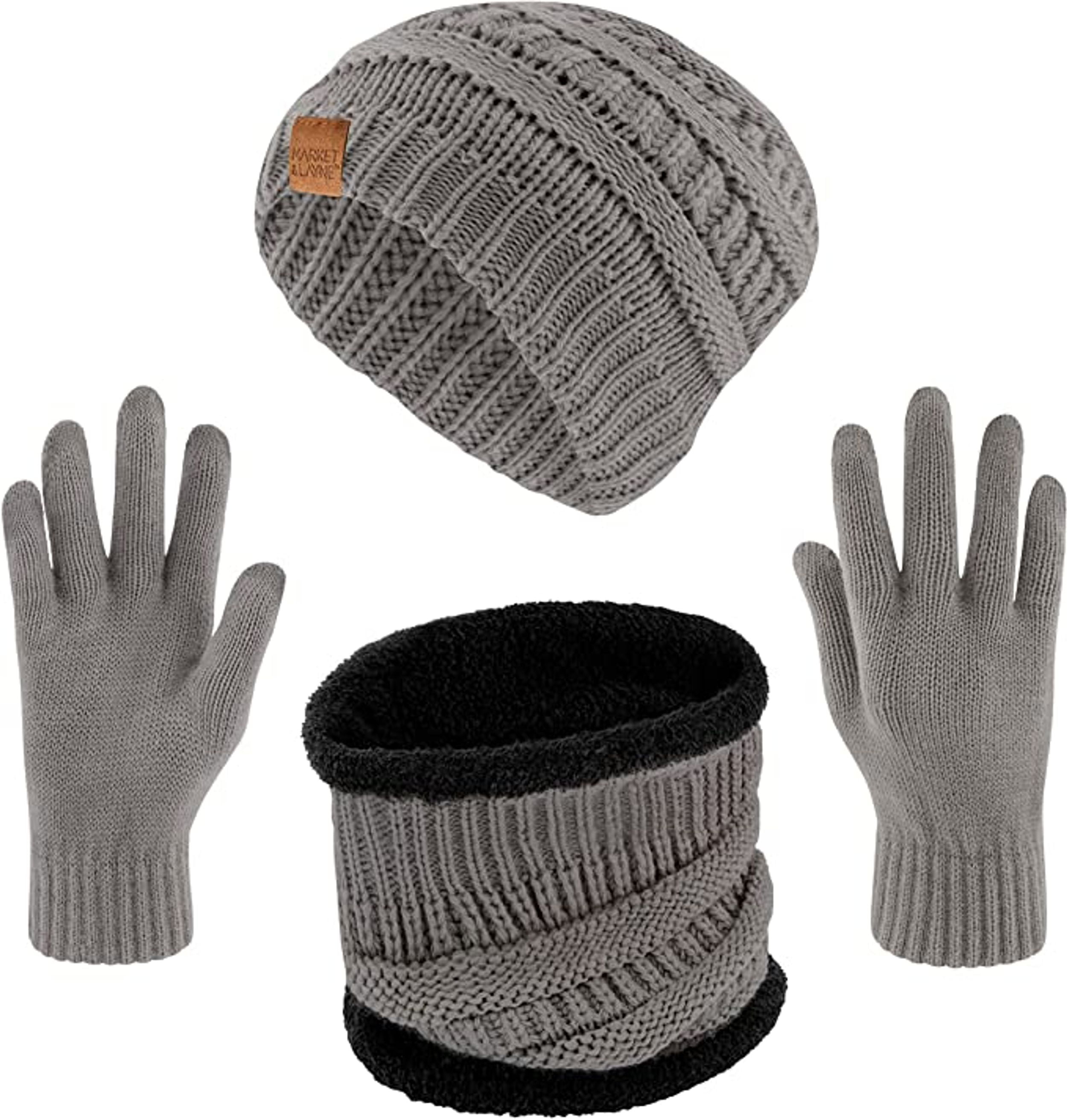 Women Winter Beanie Hat, Infinity Scarf, And Screen Friendly Gloves Set,  Cold Weather Snow Gear For Adults - Gray : Target