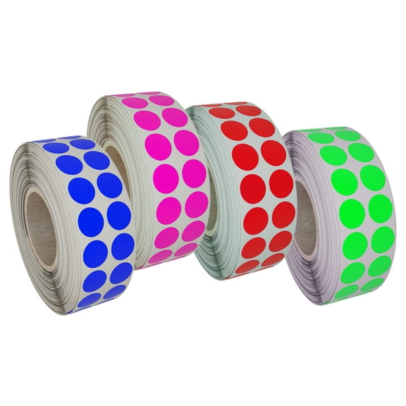 Royal Green Dot Sticker Labels 5/8" Diameter in 4 Colors Rolls (0.69-17mm) 4880 Pack