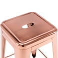 thumbnail image 3 of Rose Gold Metal Barstools Set of 4, 24" High Bar Stools Backless, Indoor-Outdoor Counter Height Stools with Square Seat, 3 of 8