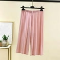 thumbnail image 2 of Ecqkame Women's Pajama Capri Pants High Waisted Wide Leg Lounge Pants Lightweight Comfortable Home Pant with Pockets Pink L, 2 of 5