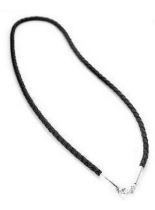 1.5mm Black Leather Cord Chain & Sterling Silver Clasp Necklace