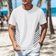 thumbnail image 6 of Men's 4-Way Stretch Athletic T-Shirt, Short Sleeve Crew Neck Striped Training Sport Tee, White,Size XL, 6 of 10