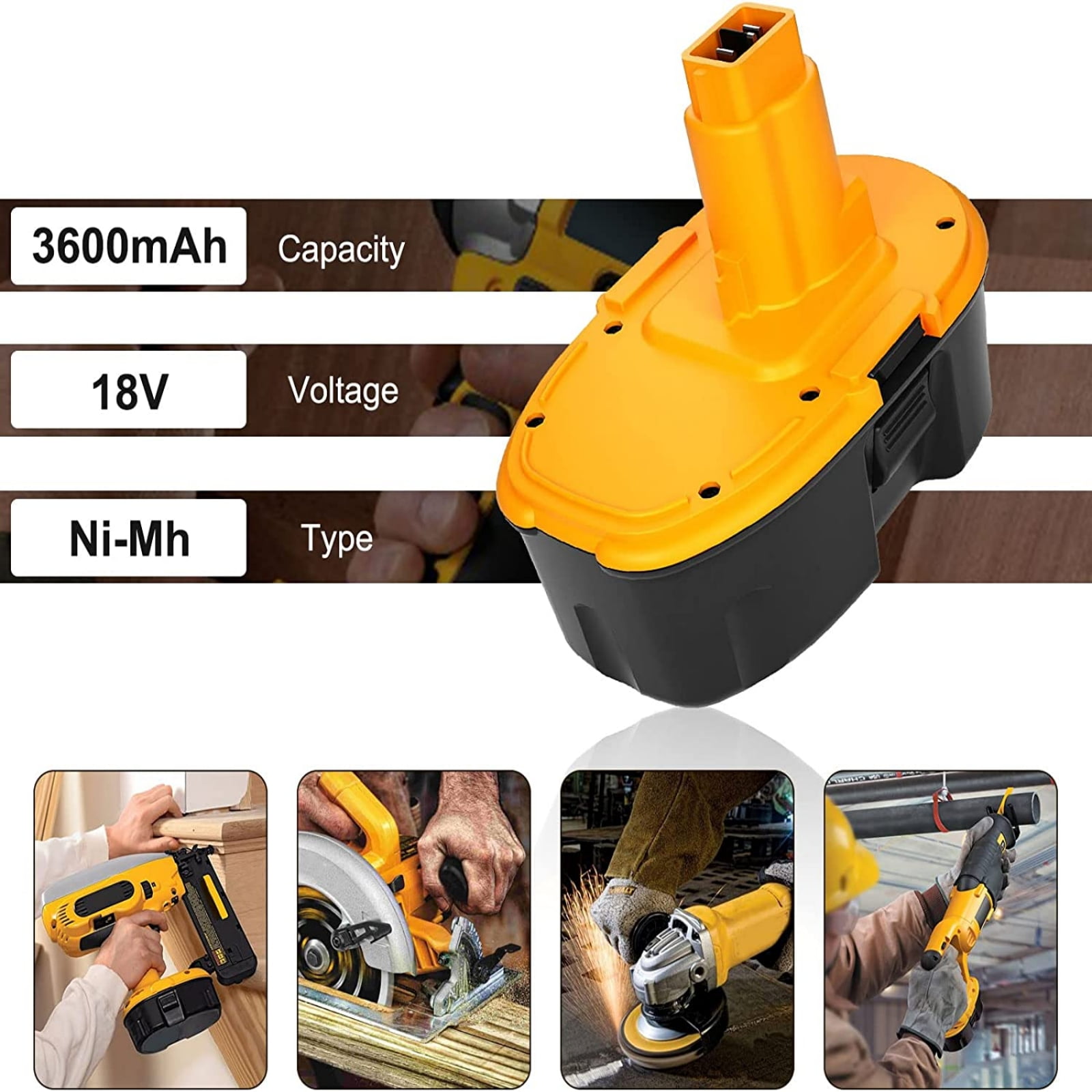 2 Pack 3.6Ah DC9096 Replacement for Dewalt 18V Battery Compatible with Dewalt 18 Volt XRP DC9096 DC9099 DW9098 DW9099 DW9095 DW9096 DE9039 Walmart Business Supplies