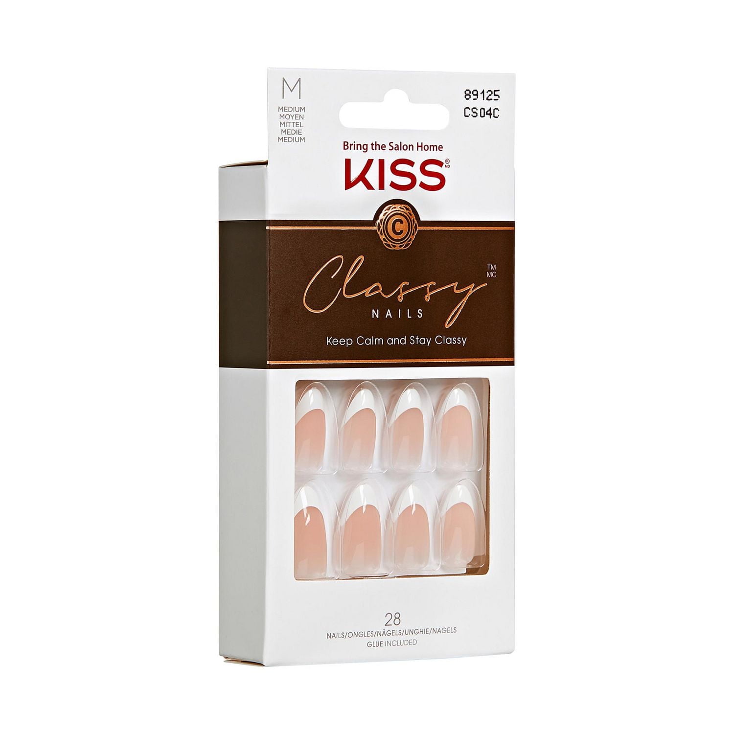 Kiss Classy - faux ongles, 28 comptes, moyen Manucure française.