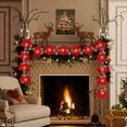 thumbnail image 3 of Lighted Poinsettia Christmas Garland with Artificial Red Berry Holly Leaf Christmas Pre-Lit Velvet Artificial Poinsettia Garland 10 LED String Lights for Christmas Decoration, 3 of 6