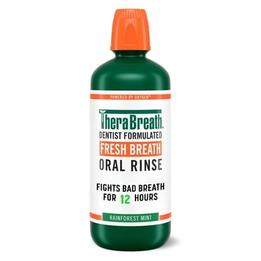 TheraBreath Fresh Breath Mouthwash, Rainforest Mint, Alcohol-Free, 33.8 oz/1 L