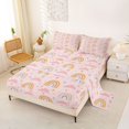 thumbnail image 2 of Manfei Kawaii Rainbow Bed Sheets, Graffiti Love Heart Full Size Sheets, Pink, 4pcs, 1 Flat Sheet, 1 Fitted Sheet and 2 Pillowcases, 2 of 6