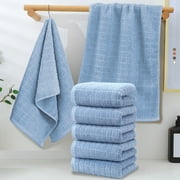 5 Pack - Towel Set - Soft Polyester Fabric, Quick Drying & Absorbent, Spa Quality, Hotel Style Collection, Blue, JKODE