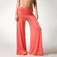 thumbnail image 5 of Fold Over Flare Yoga Pants Womens High Waisted Wide Leg Leggings Pilates Workout Gym Casual Saffron S, 5 of 7