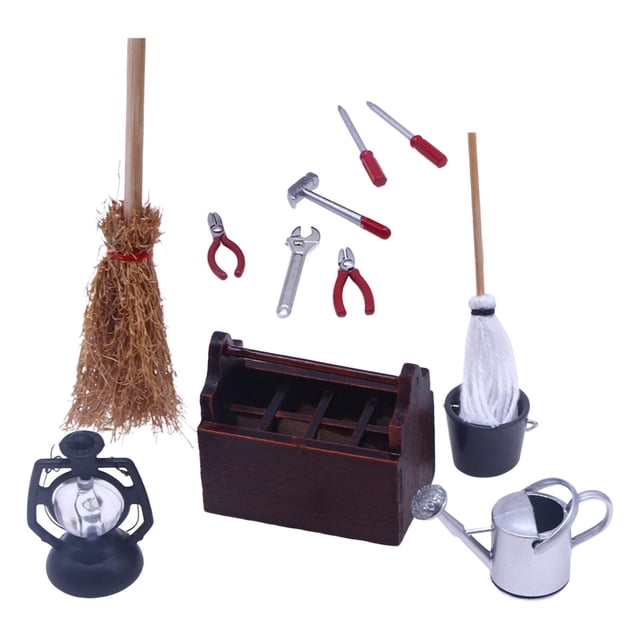 Juego de herramientas en miniatura para casa de muñecas, herramienta de jardín en miniatura, casa de muñecas en miniatura, 1/12 Rojo perfke Juguetes en miniatura de casa de muñecas