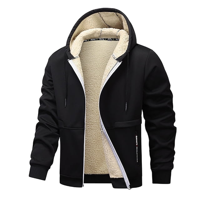 Sudadera con capucha y cremallera Wancir para hombre, forro polar y bolsillo con cremallera, sudadera con capucha gruesa, ajuste holgado, chaqueta deportiva de invierno