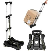 Qhomic Lightweight Folding Hand Truck Portable Luggage Cart with Wheels & Bungee Cord for Personal, Moving, Travel and Shopping Use