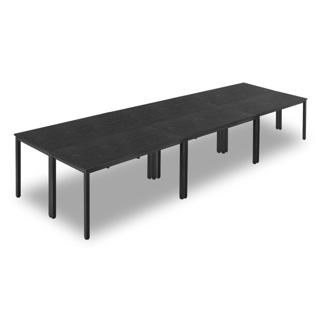 VEVOR Conference Table, Set of 6, 4.5 ft Office Meeting Table for 16 Person, Flexible Combination Desk Set, Modern Rectangle Meeting Desk with Metal Legs for Office, Conference Room, Easy Assembly