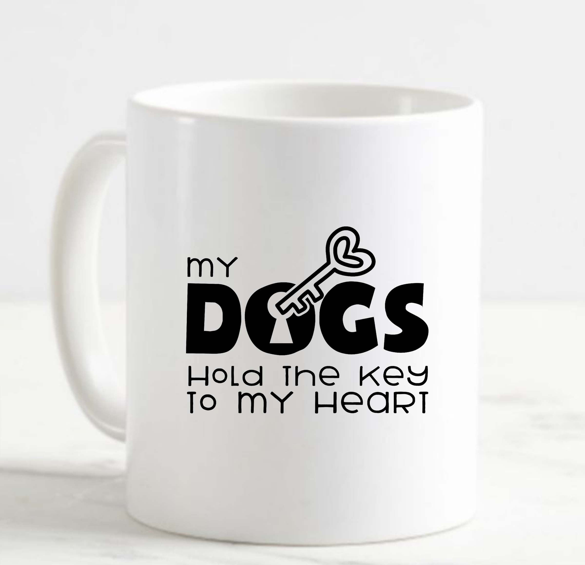 Coffee Mug My Dogs Hold The Key To My Heart Love Animals White Cup Funny  Gifts for work office him her 