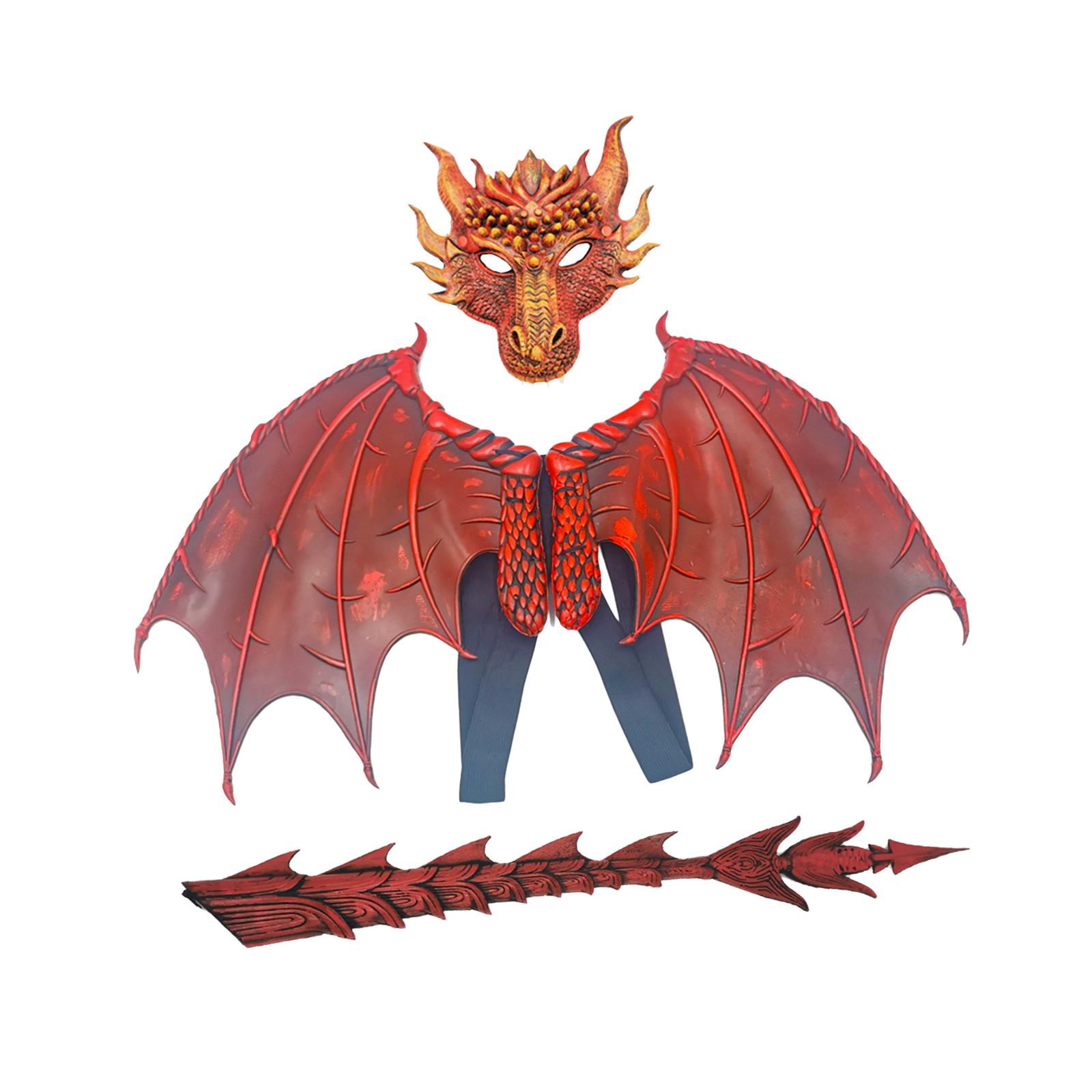 Children's Dragon Wing Costume Tail Face Cover Set Sturdy Halloween