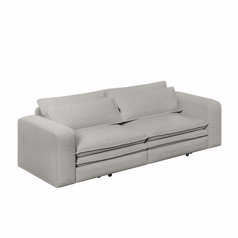 93" King Size Sleeper Sofa Bed, 3-in-1 Convertible Pull Out Couch, Chaise Lounge, Sherpa Fleece 3-Seater Upholstered Sofa with 2 Lumbar Pillows for Living Room, Apartment, and Office