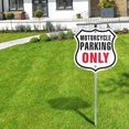 thumbnail image 5 of Motorcycle Parking Only 12 inch X 12 inch Shield Shaped Rust-Free Aluminum Metal Sign with Aluminum Mounting Stake Weather Resistant Made in the USA, 5 of 8