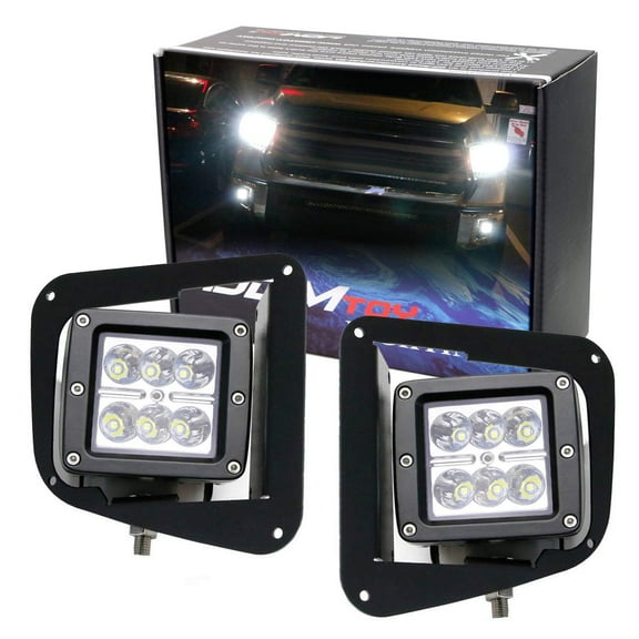 LED Pod Light Fog Lamp Kit For 2014-2021 Toyota Tundra, Includes (2) 24W High Power 2x3 CRE LED Cubes, Foglight Location Mount Brackets & Wiring/Adapter Harnesses