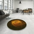 thumbnail image 4 of Ahgly Company Machine Washable Indoor Round Transitional Black Brown Area Rugs, 4' Round, 4 of 7