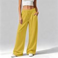 thumbnail image 7 of Baggy Sweatpants for Women Elastic Waisted Wide Leg Lounge Pants Casual Y2K Joggers Travel Sweat Pants with Pockets Yellow,2XL, 7 of 7